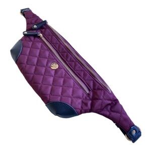 Purple Quilted Belt Bag with Geometric Pattern